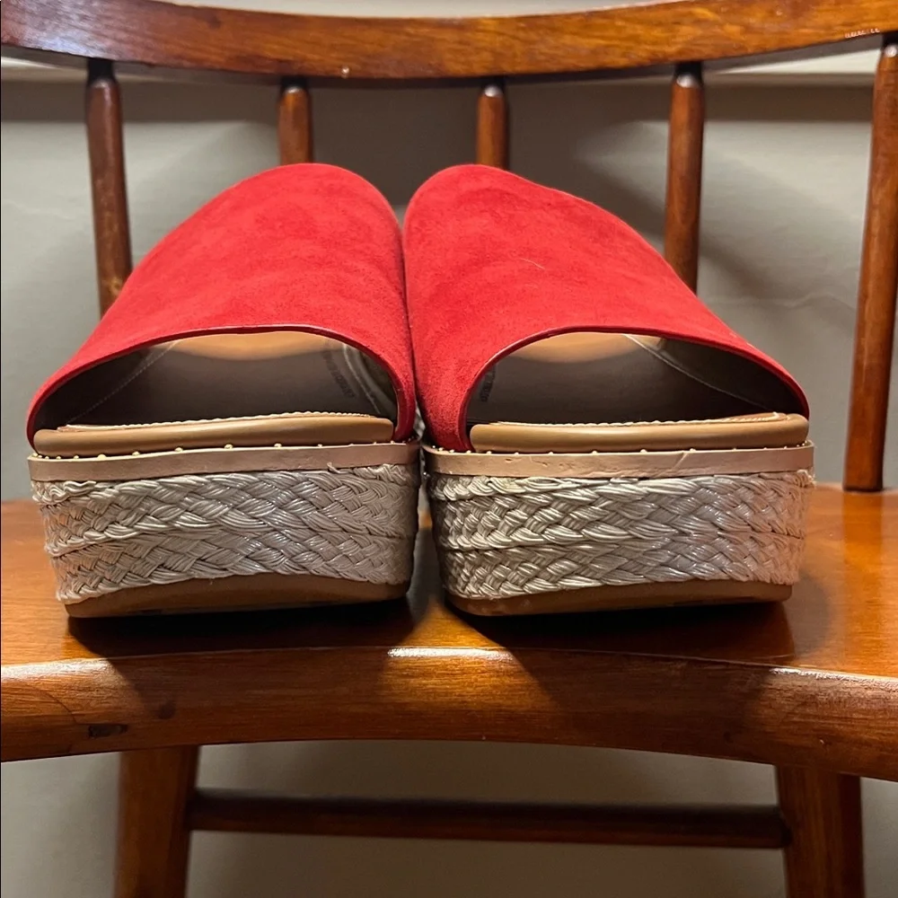 NWOT FitFlop Eloise Espadrille Suede Wedge Slide in Red Size 7 - Picture 3 of 12